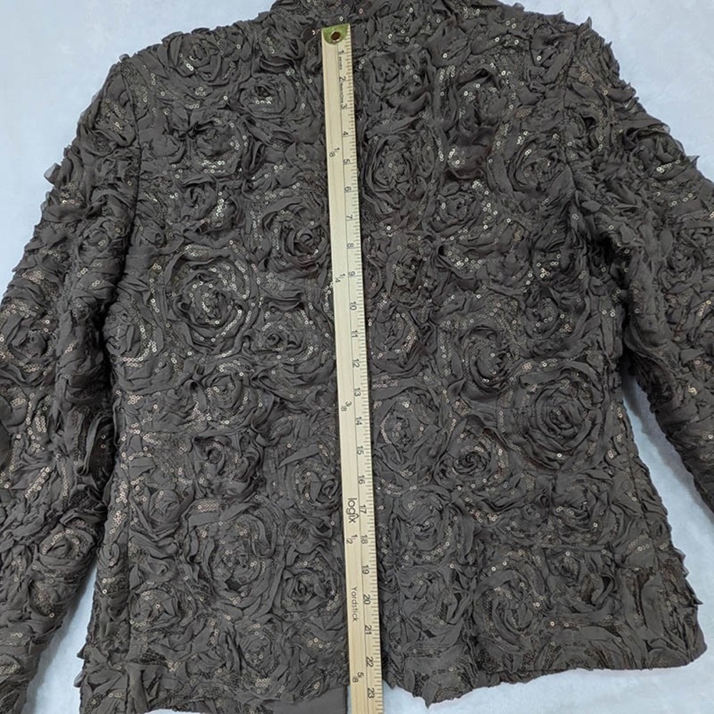 Chico's Rosette Evening Jacket Womens S Brown Vintage Glam Eclectic Grandma Luxe - Picture 8 of 11